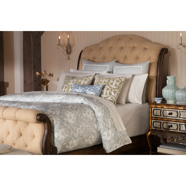 Rhapsody solid wood and online upholstered sleigh bed